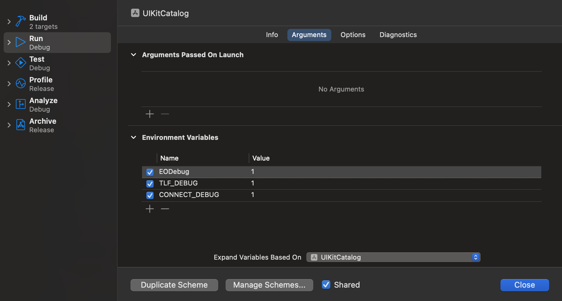 Environment variables