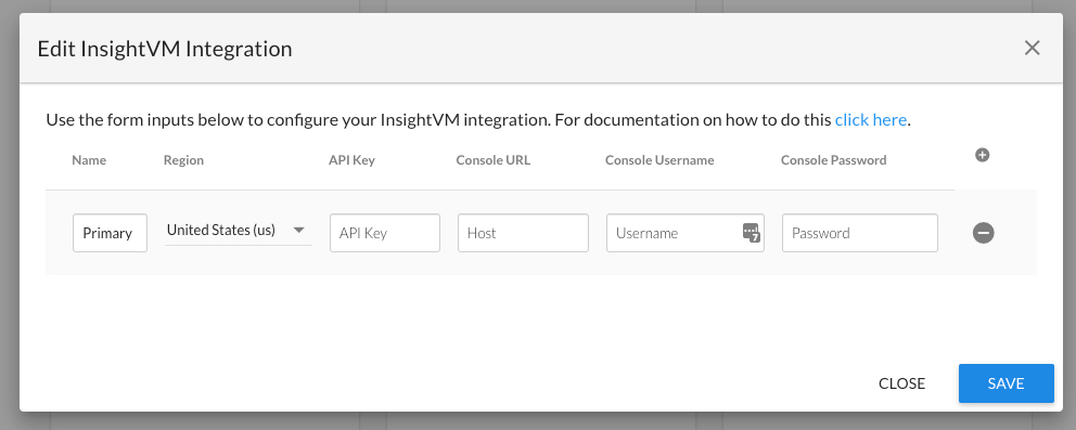 InsightVM Integration Settings
