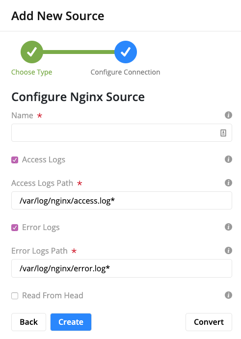 NGINX Log Configuration Form