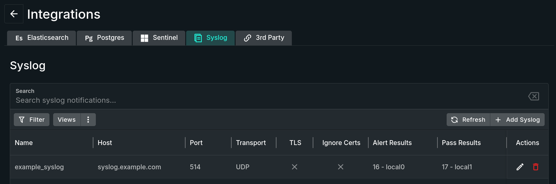 Syslog Tab An image of the Syslog tab