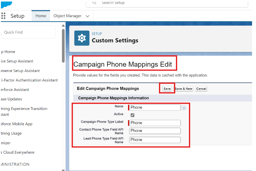 Save campaign phone mapping record