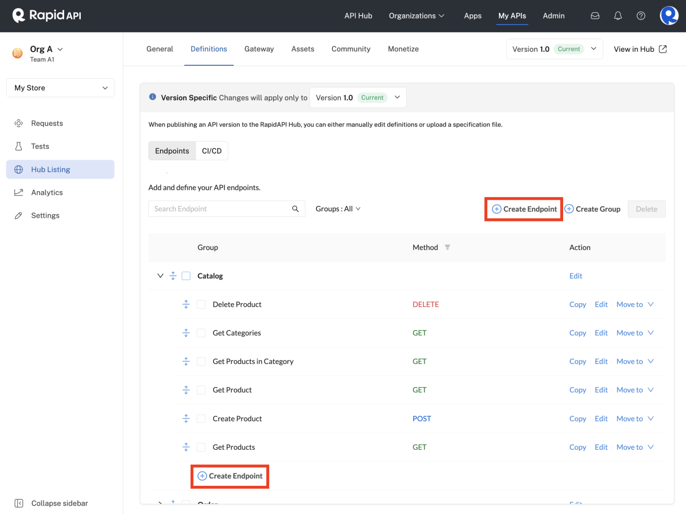 Creating an endpoint for an API.