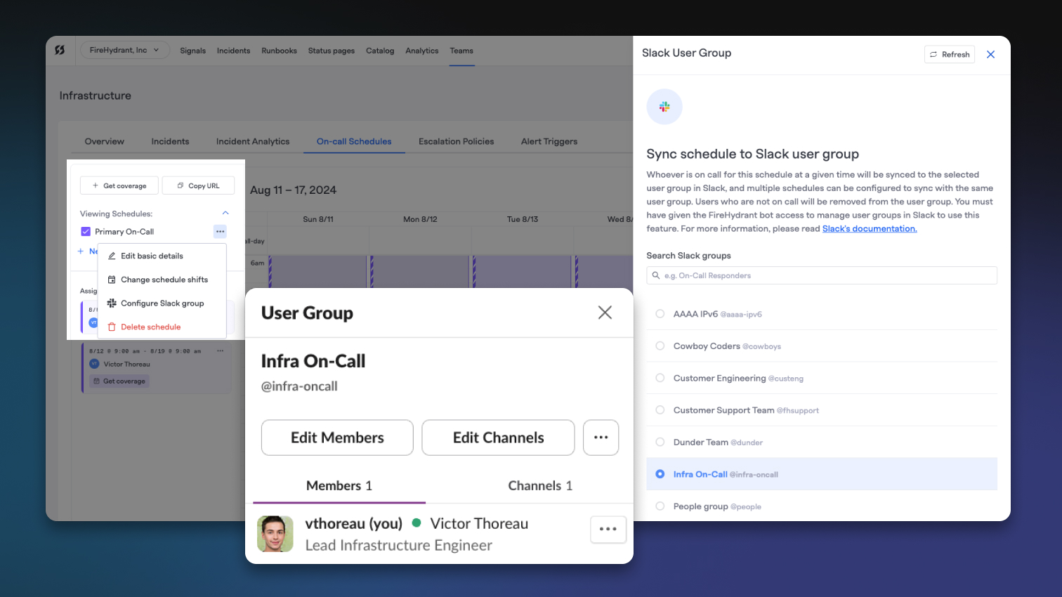 Infra On-Call Slack group sync'd with Infrastructure team's Primary On-Call schedule