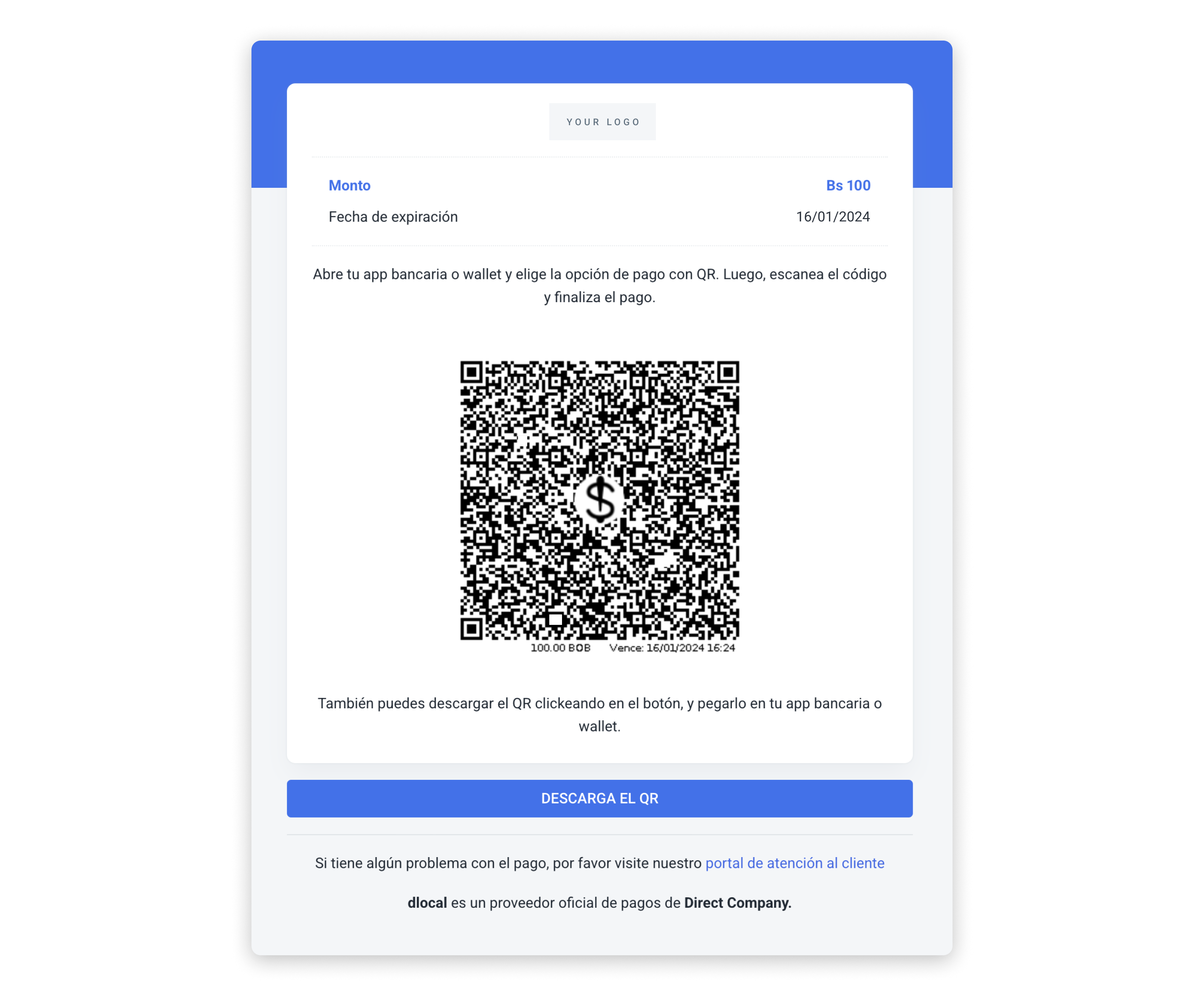 ATC QR UI built with the information in the example above.