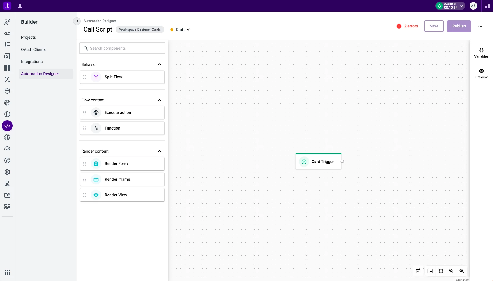 Figure 3 - Initial card configuration flow