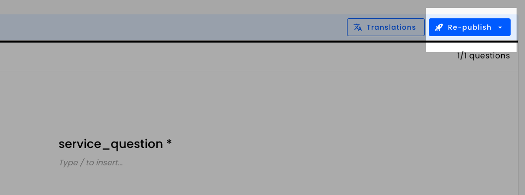 Publish / re-publish button in the top right corner of the voiceform survey preview page