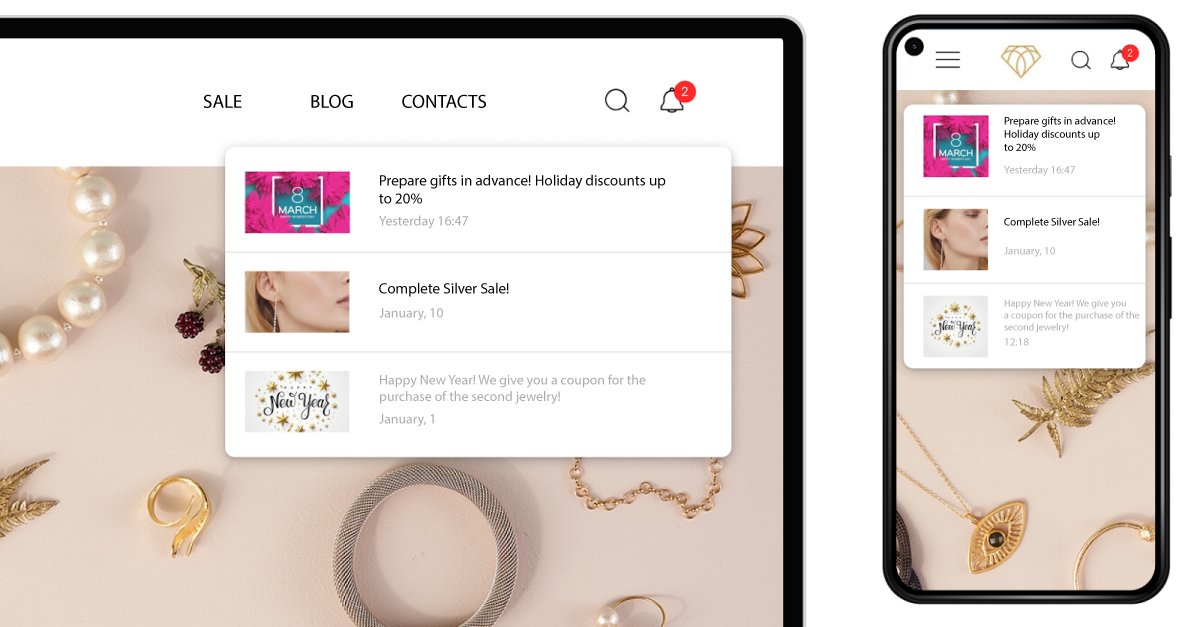 Personalized content on the site and mobile app