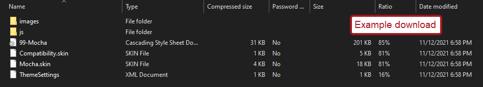 Viewing an example download