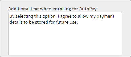 Entering Additional text when enrolling for AutoPay