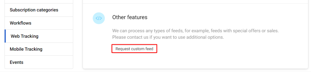 Request custom feed
