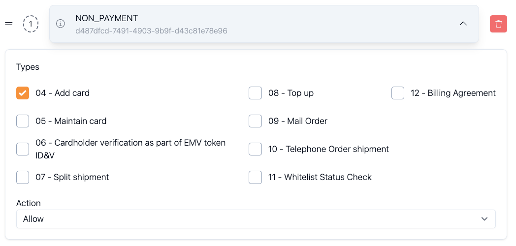 NPA Add Card configuration