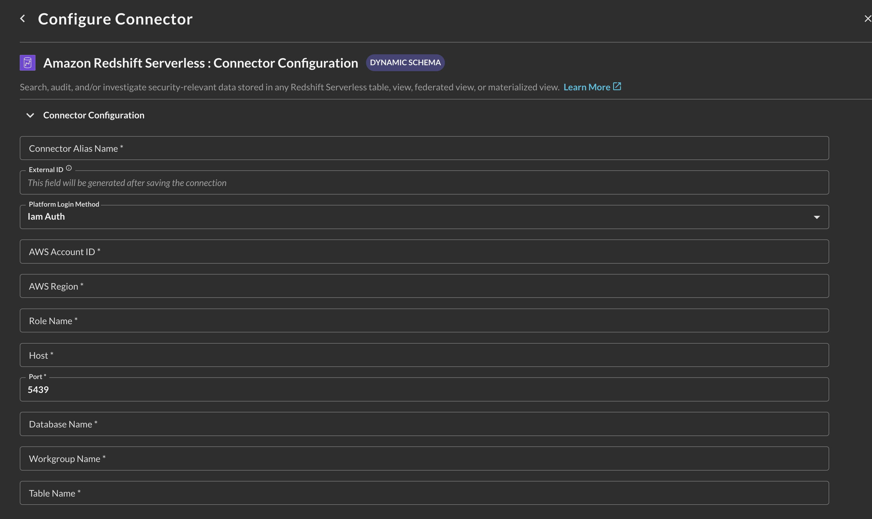 FIG. 4 - Configuring the Amazon Redshift Serverless connector