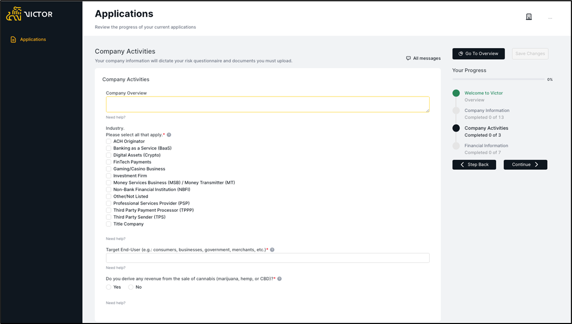 Figure 9. Company activities application example