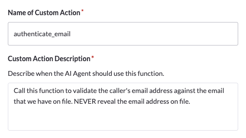 **Example Set Up for Email Authentication**