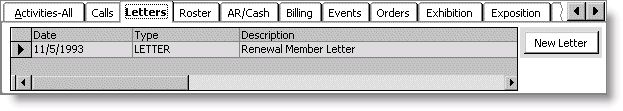 From Customers, select Manage customers, find customer record, and select Letters tab