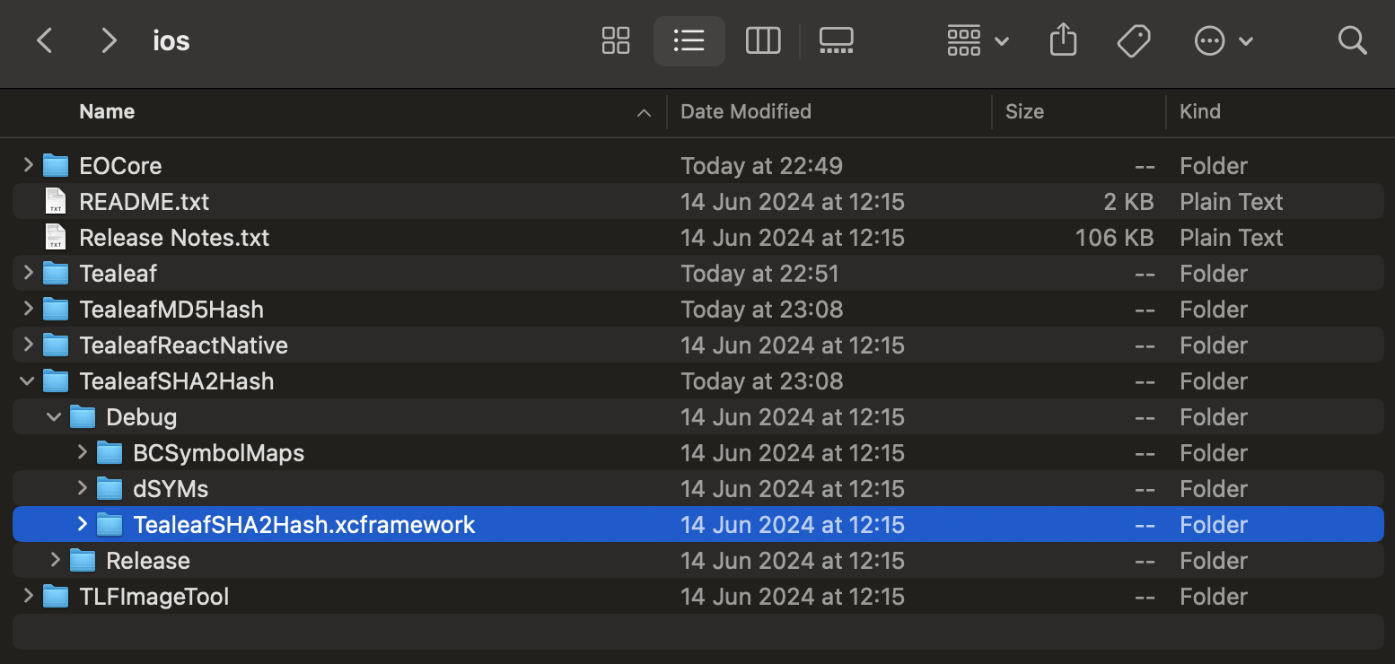 TealeafSHA2Hash.xcframework directory