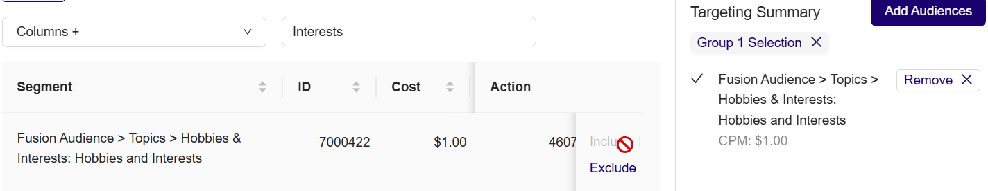 **Include Audience Segment in deal target**