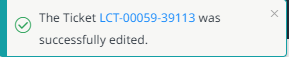 Message regarding the successful editing of a ticket