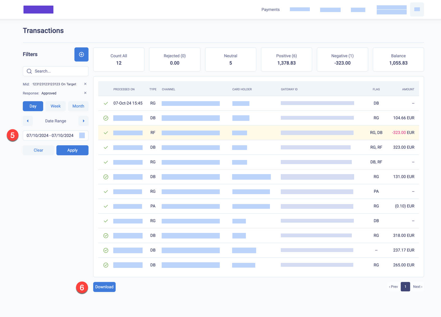 Download the filtered transactions