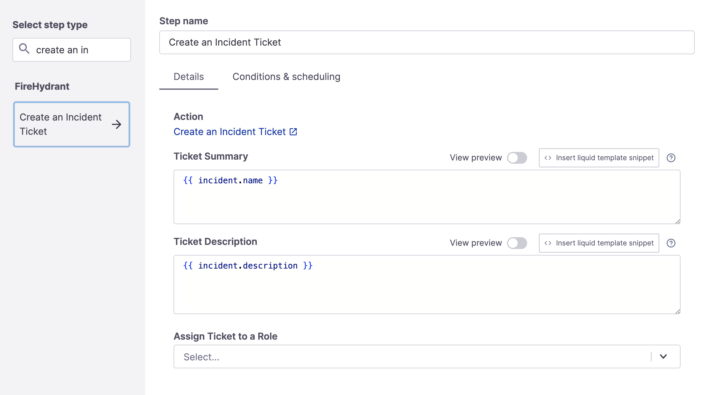 Create an Incident Ticket (largely used for ServiceNow only)