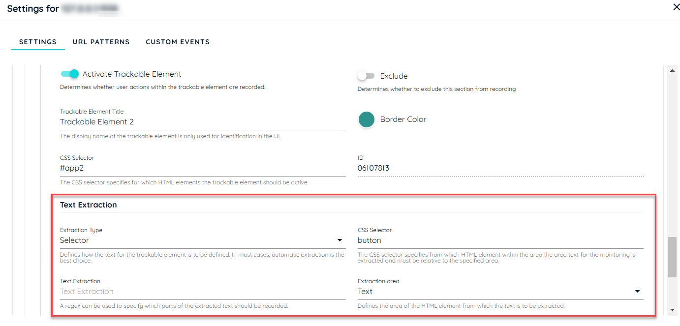Text Extraction Configuration