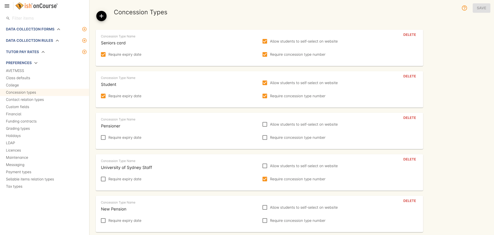 Figure 64. The "Concession types" Preferences