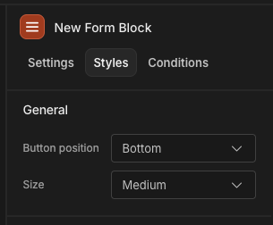 Large form with buttons at the top