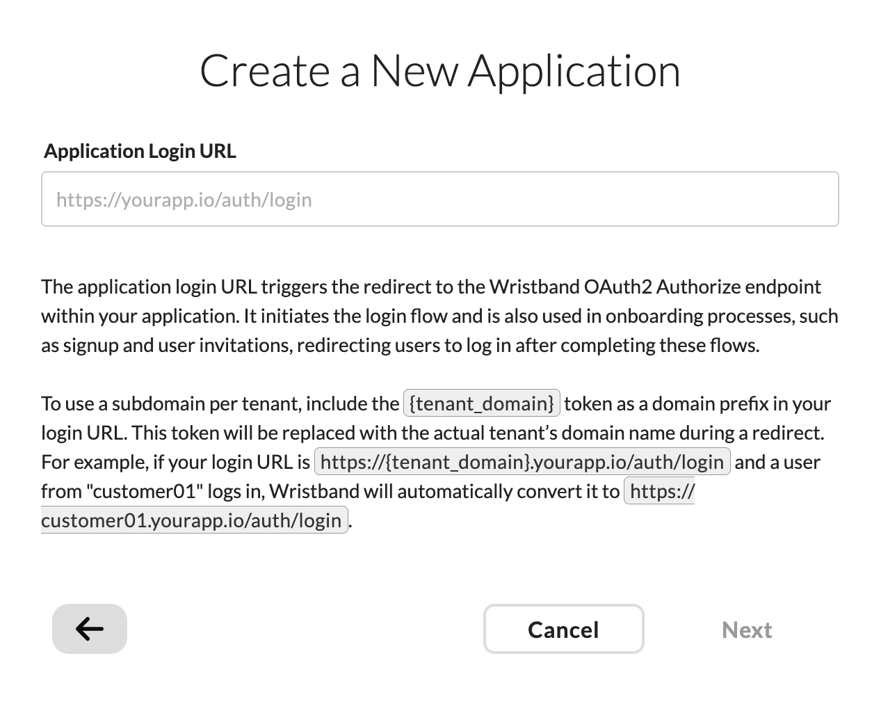 Step 2 - provide application login URL