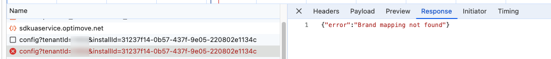 Example in which domain mapping has failed