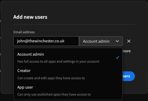 Admin users can add new users