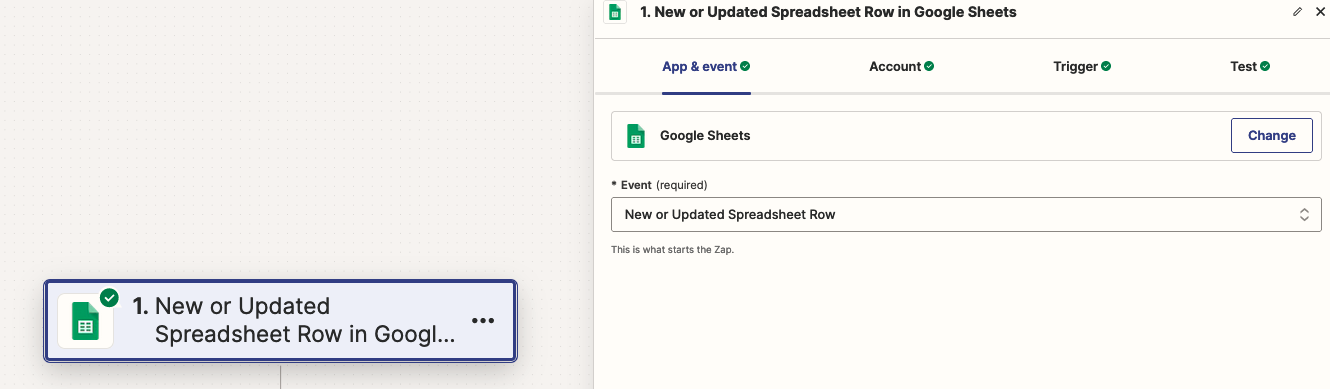 New or Updated Spreadsheet Row from dropdown