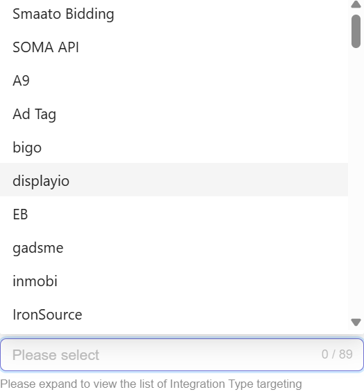 **Select the Integration Type Option**