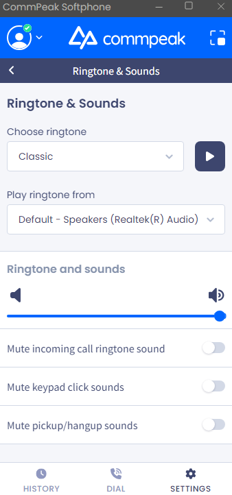 Screenshot of the **Ringtone & Sounds** options