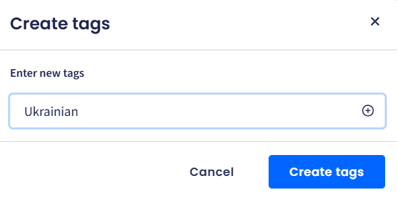 Screenshot of the Create tags dialog box