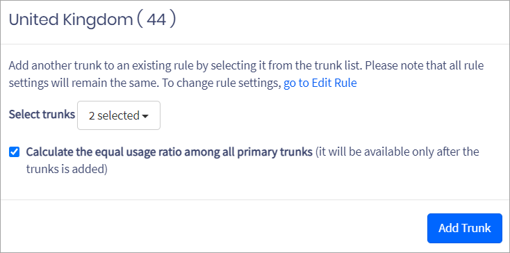 Selecting additional trunks