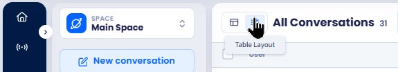 Screenshot of the Inbox dashboard layout selector