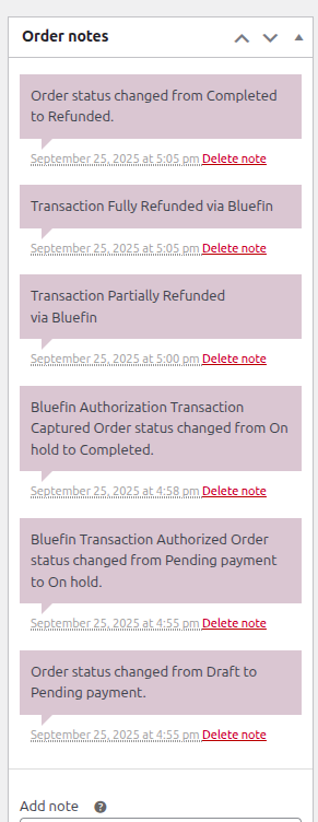 Tracking Bluefin Transaction History