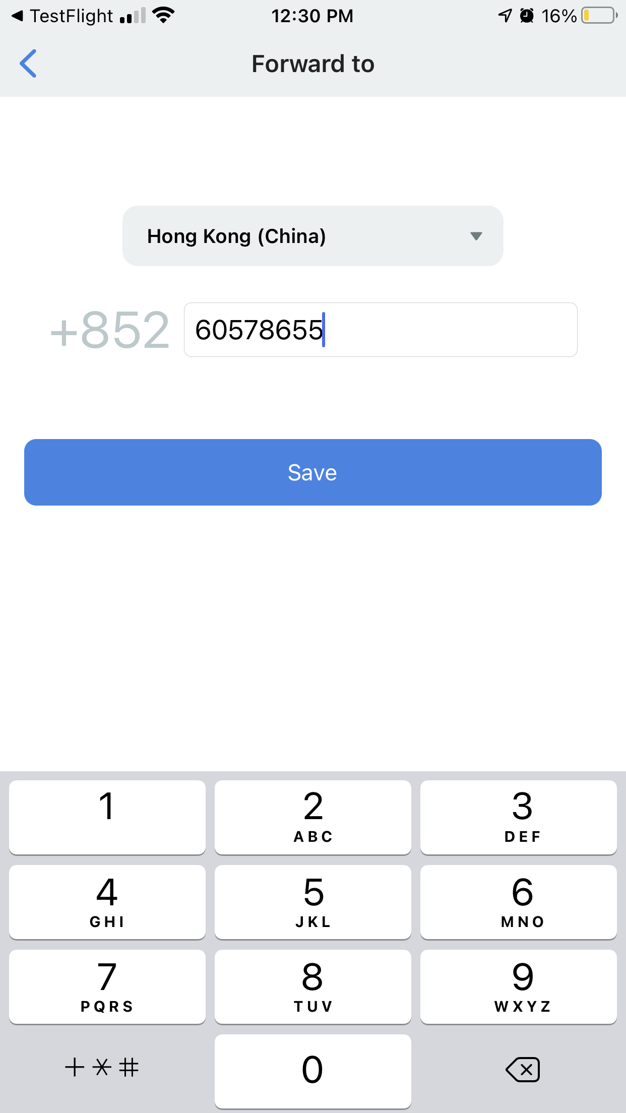 Add Phone Number for Call Forwarding