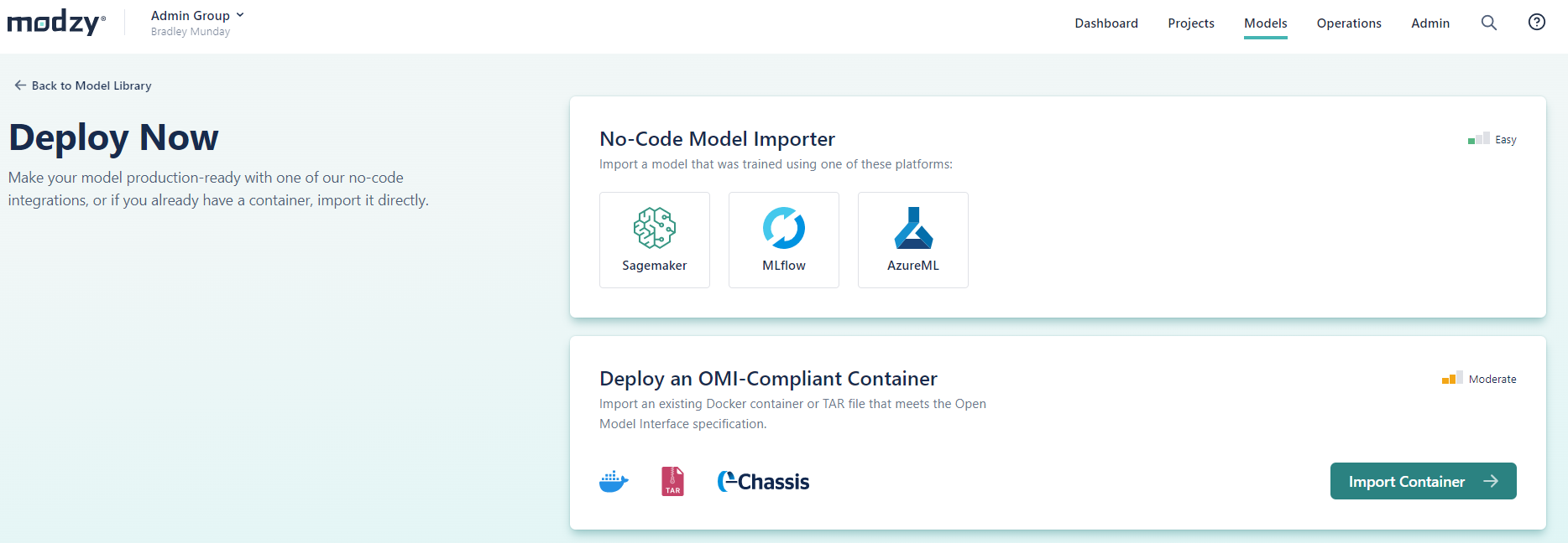 Model Deployment Home Page