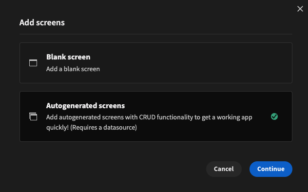 Adding autogenerated screens