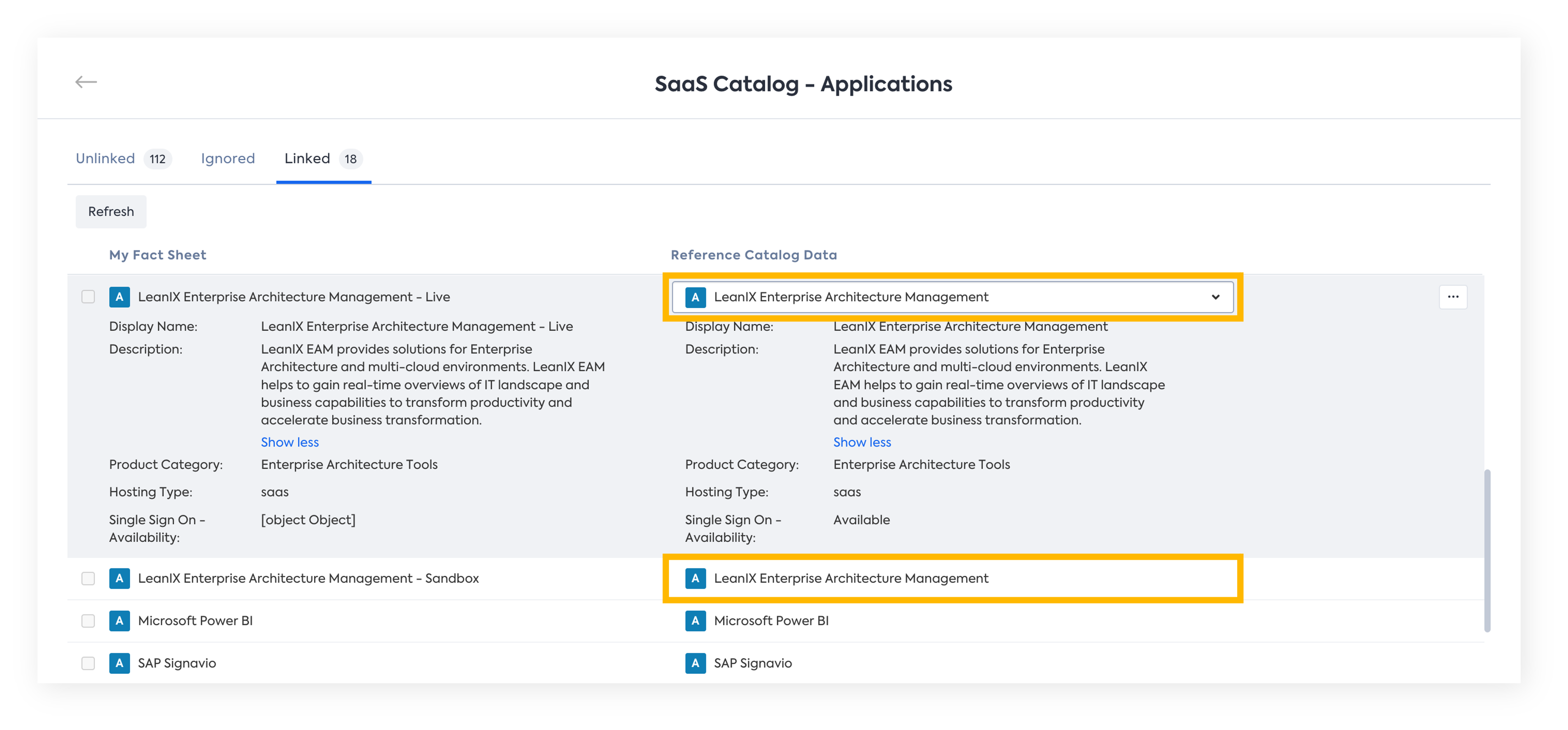 Linking Multiple Applications to the Same Entry of SaaS Catalog