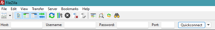 FileZilla Menu and Quick Connect Bar