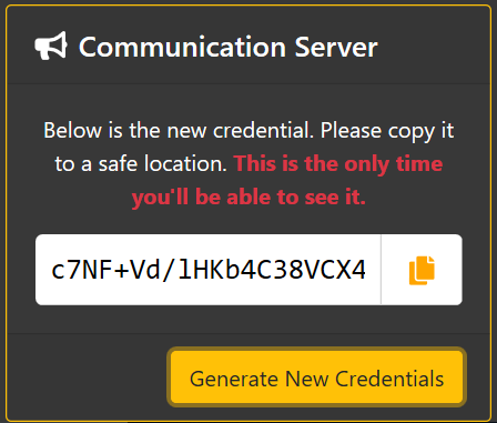 Be sure to copy the credentials.