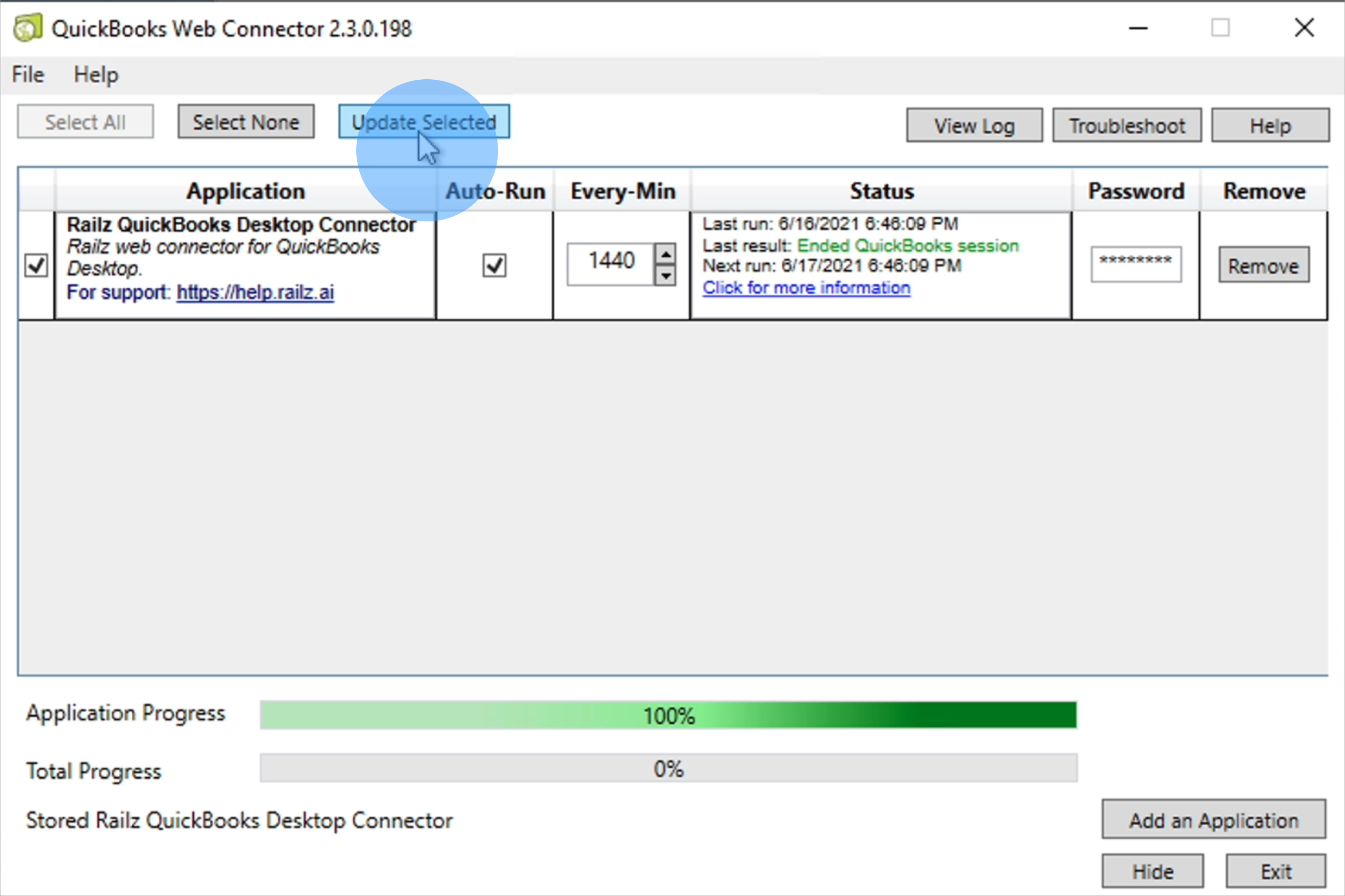 Railz Connect - QuickBooks Desktop - Update settings. Click to Expand.