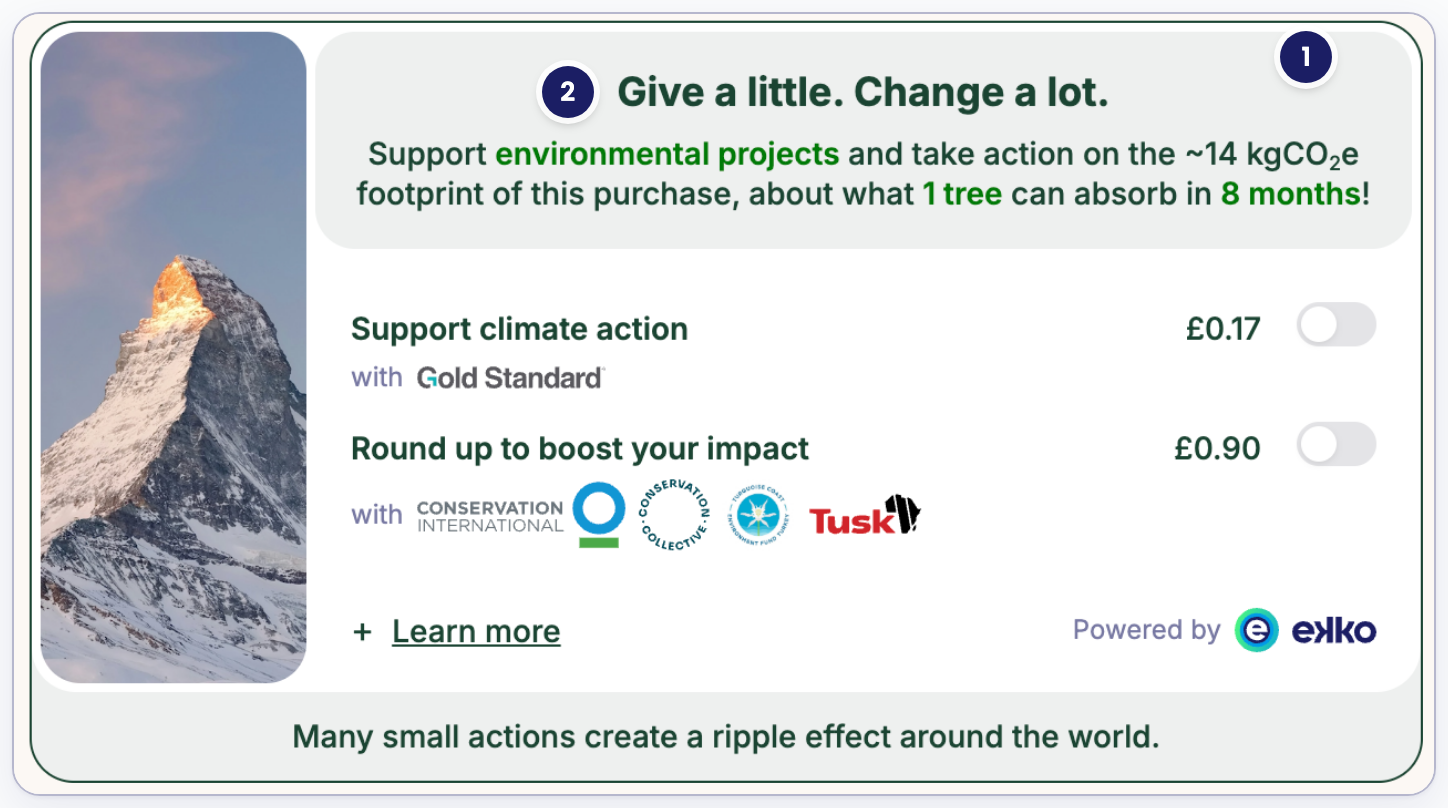 Checkout SDK with the climate action toggle off