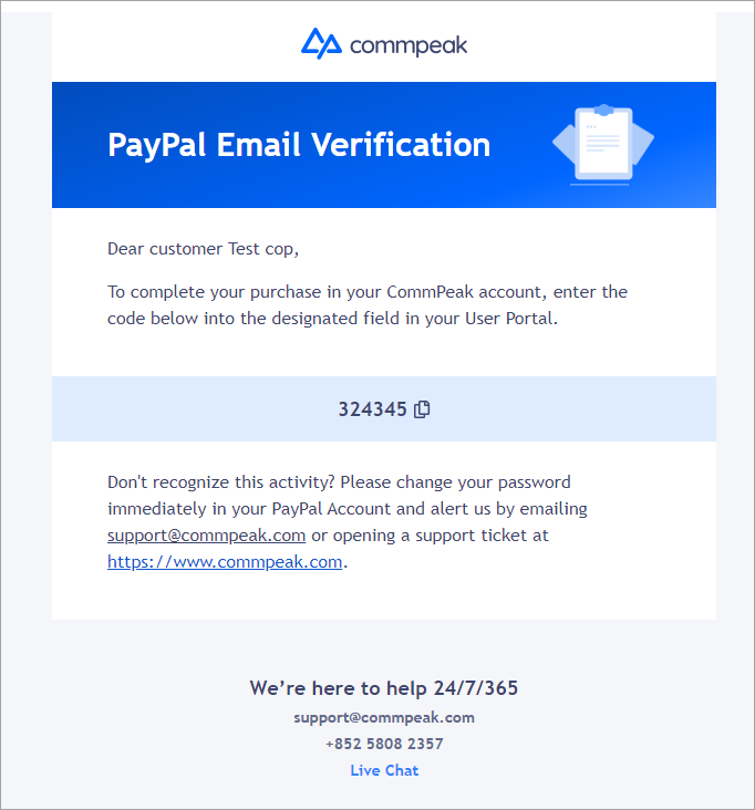 Screenshot of PayPal payment email alert