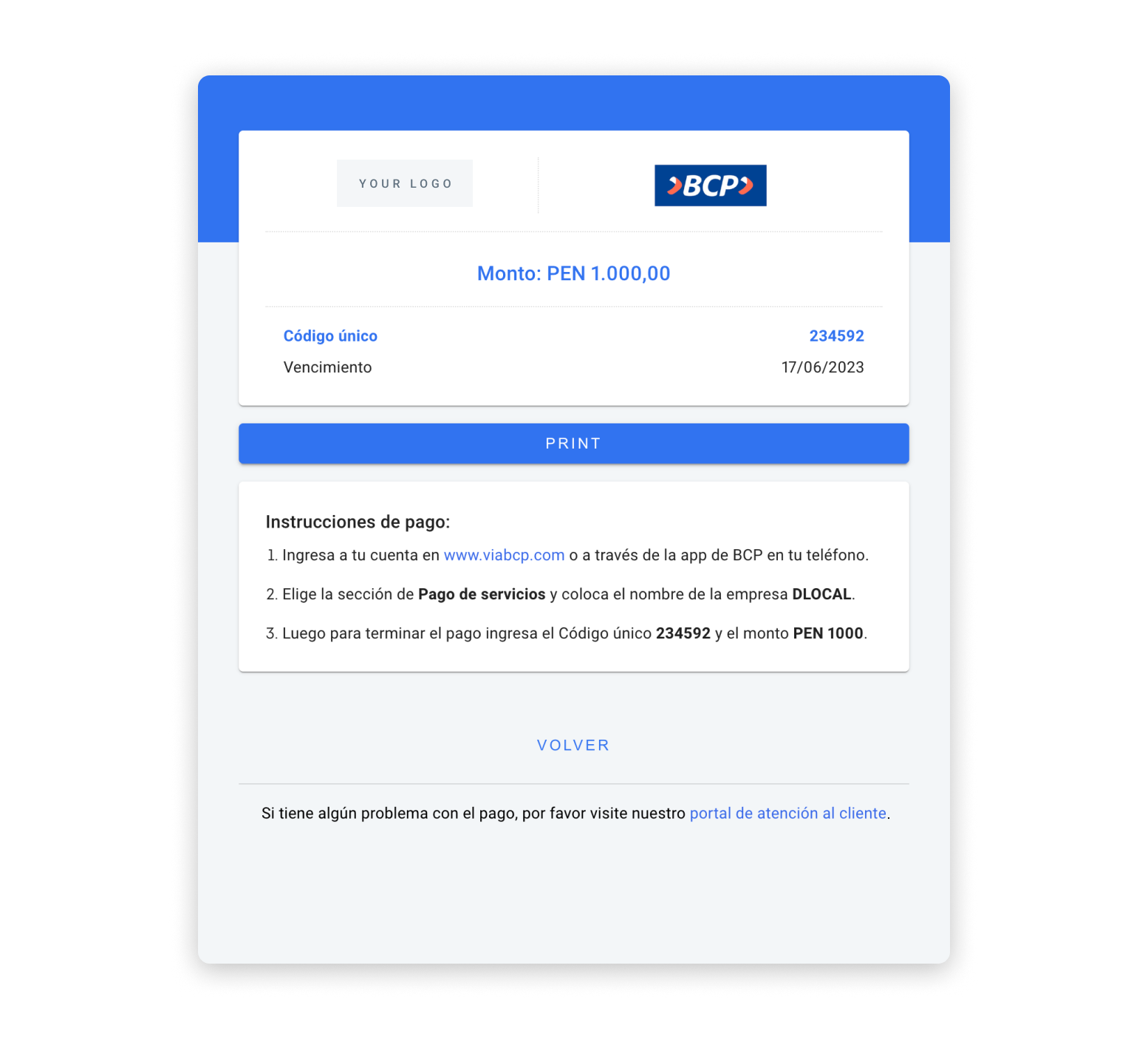 BCP UI built with the information in the example above.