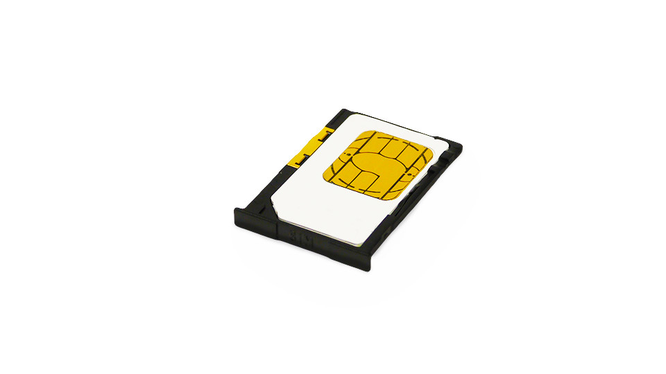 Standard SIM card in HyDip SIM card holder