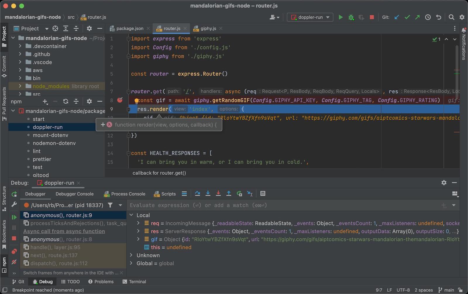 debug node js webstorm