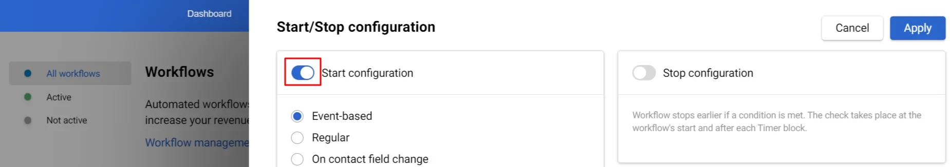 Start configuration